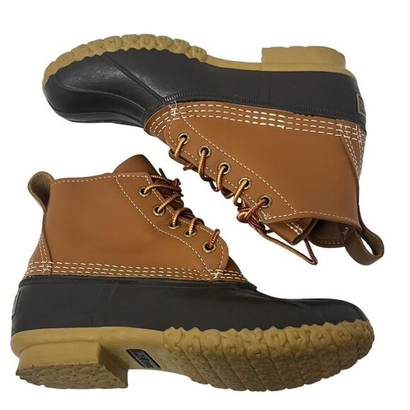 LL Bean Duck Brown Duck Rain Boots Size 6 Waterproof Leather Made in USA - Picture 2 of 15